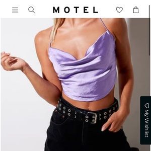 Motel Baila crop top in satin lilac size small